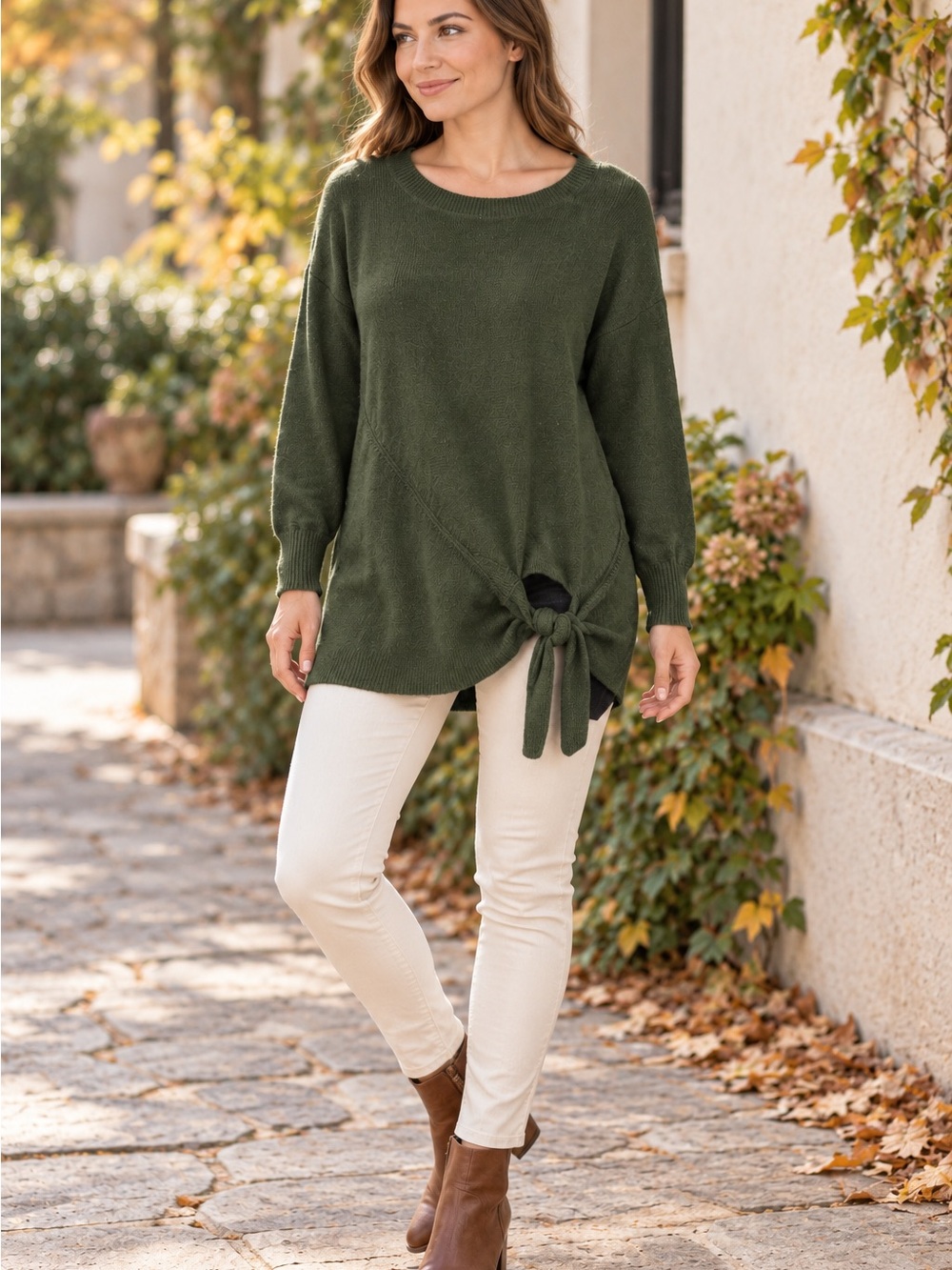 J.Crew Olive Green Wool Blend Side Tie Tunic Sweater Women’s Medium